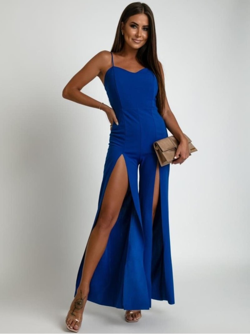 Summer jumpsuit with slits, cornflower blue AZR6987